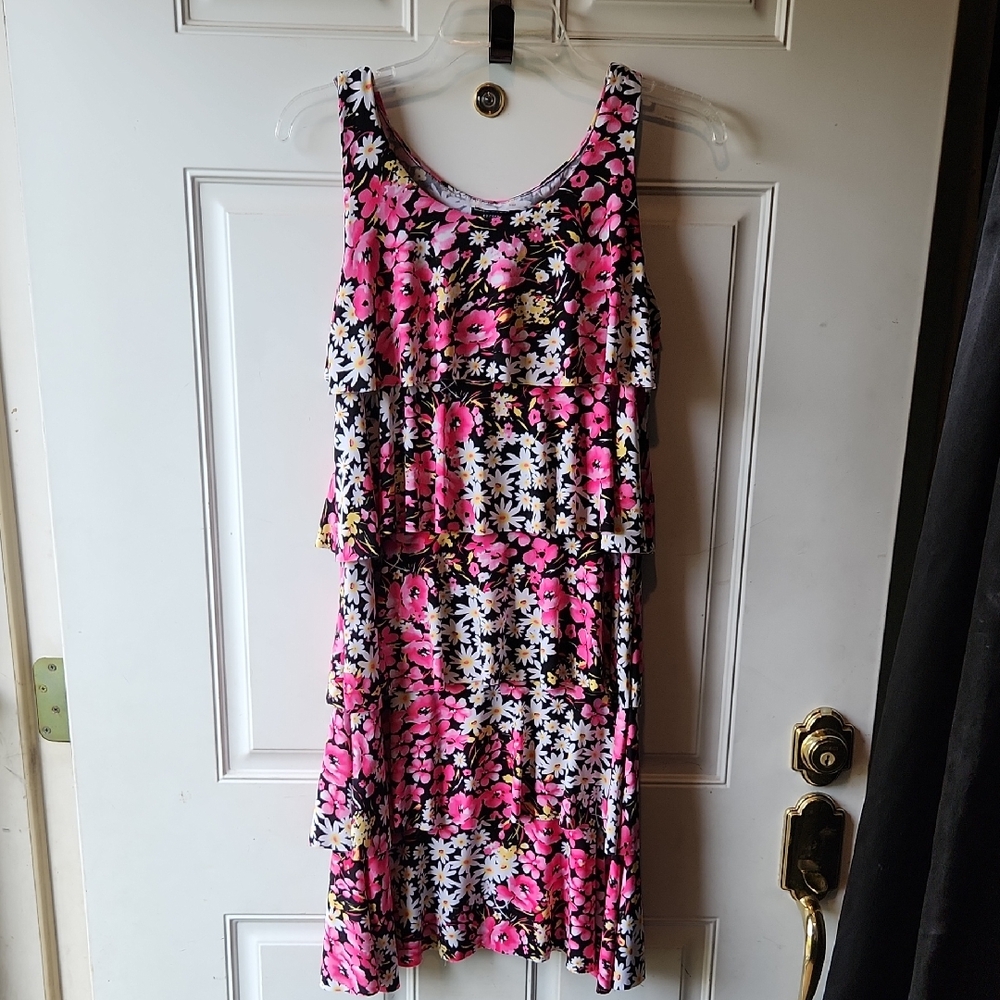 Elementz Pink And Yellow Floral Sleveless Dress Size PM